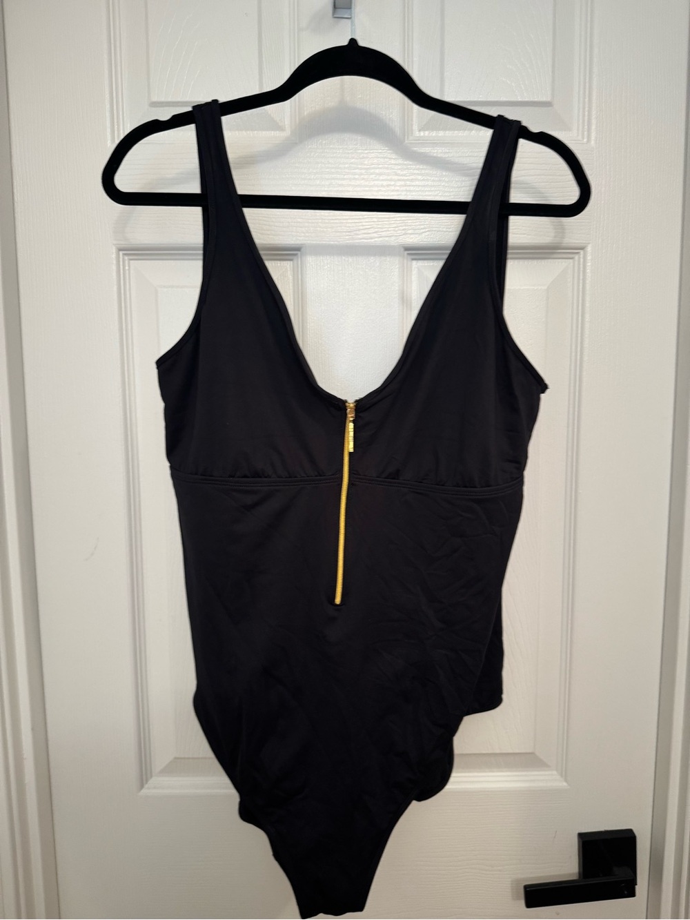 Ralph Lauren Black Zip-Front One-Piece Swimsuit